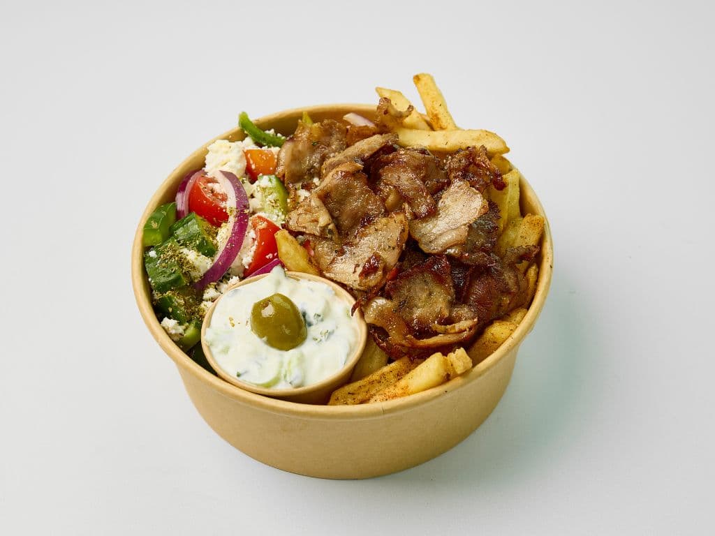 Pork Gyros Souvlaki Chip Bowl