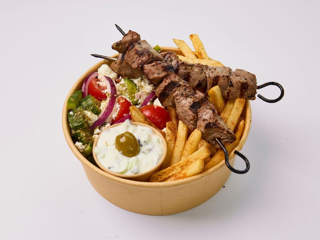 Lamb Souvlaki Chips Bowl