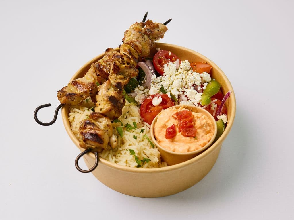 Pork Souvlaki Rice Bowl