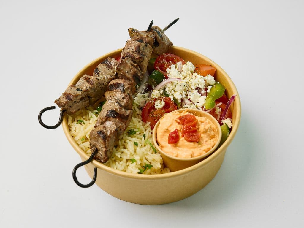 Lamb Souvlaki Rice Bowl