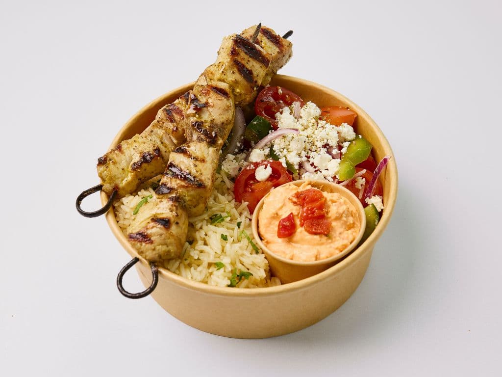 Chicken Souvlaki Rice Bowl