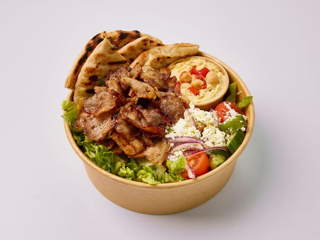 Pork Gyros Souvlaki Salad Bowl