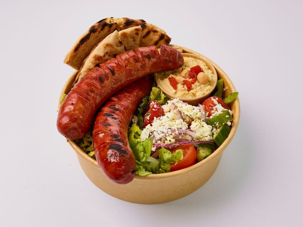 Loukaniko Souvlaki Salad Bowl