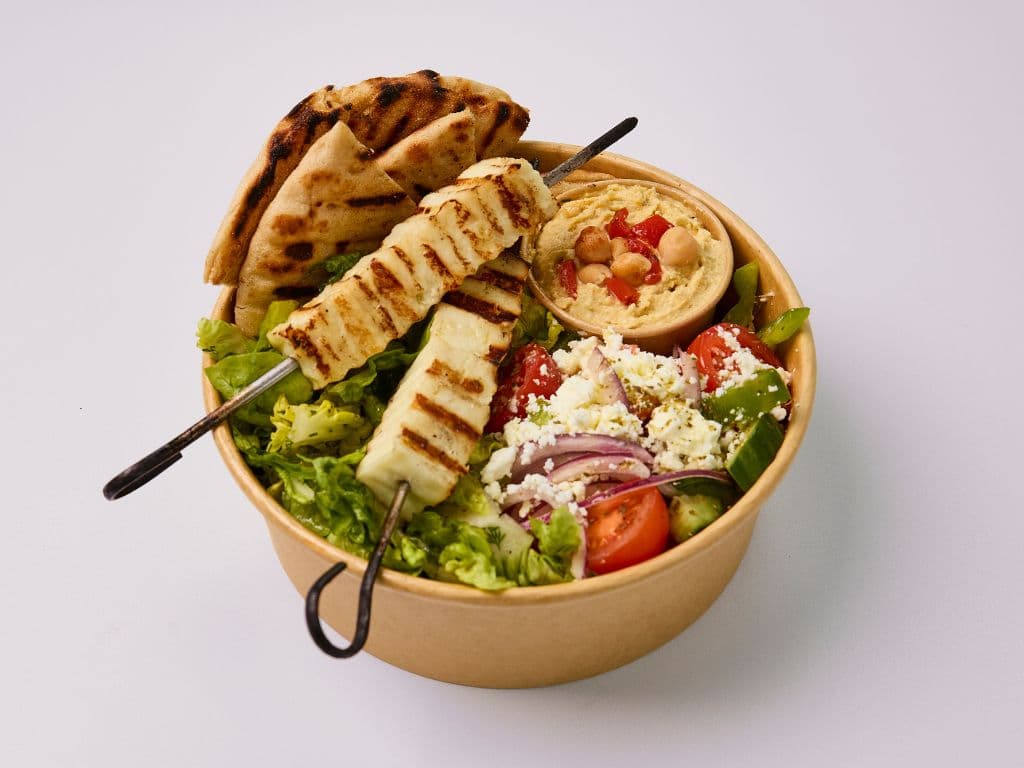 Halloumi Souvlaki Salad Bowl