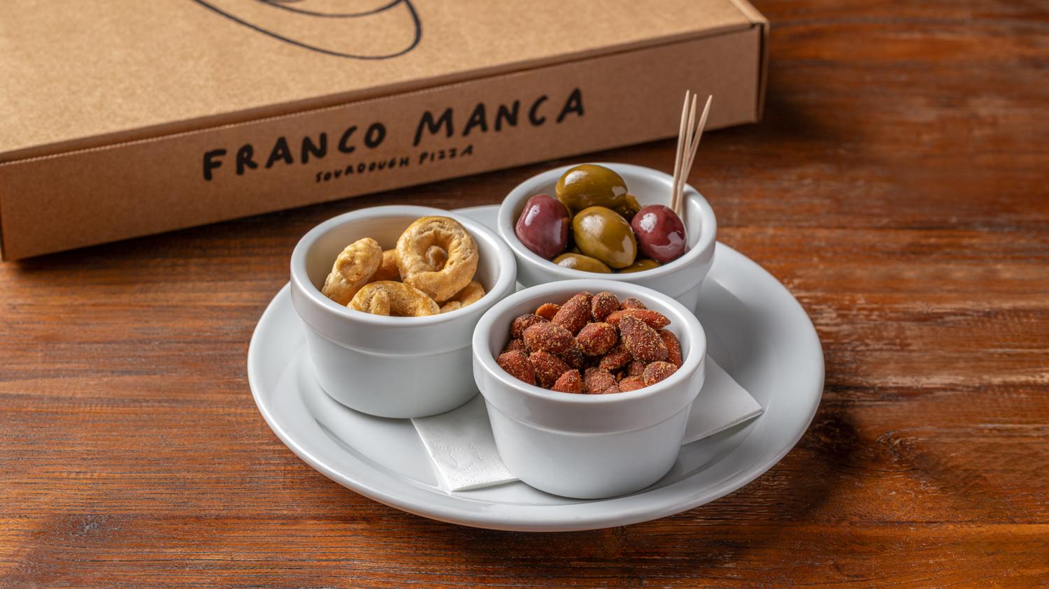 Tarallini, Mixed Olives, Tarallini & Almonds