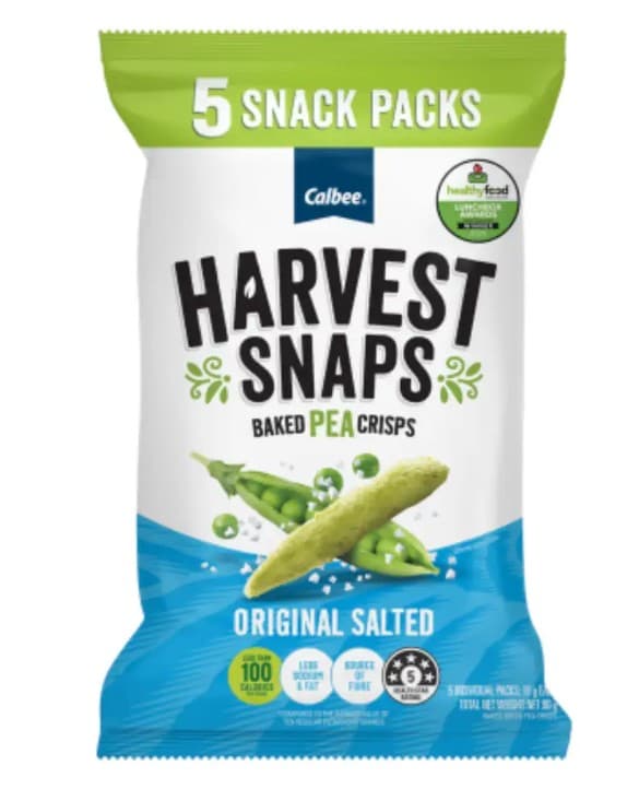 Calbee Harvest Snaps Salted Pea Crisps 5x18g