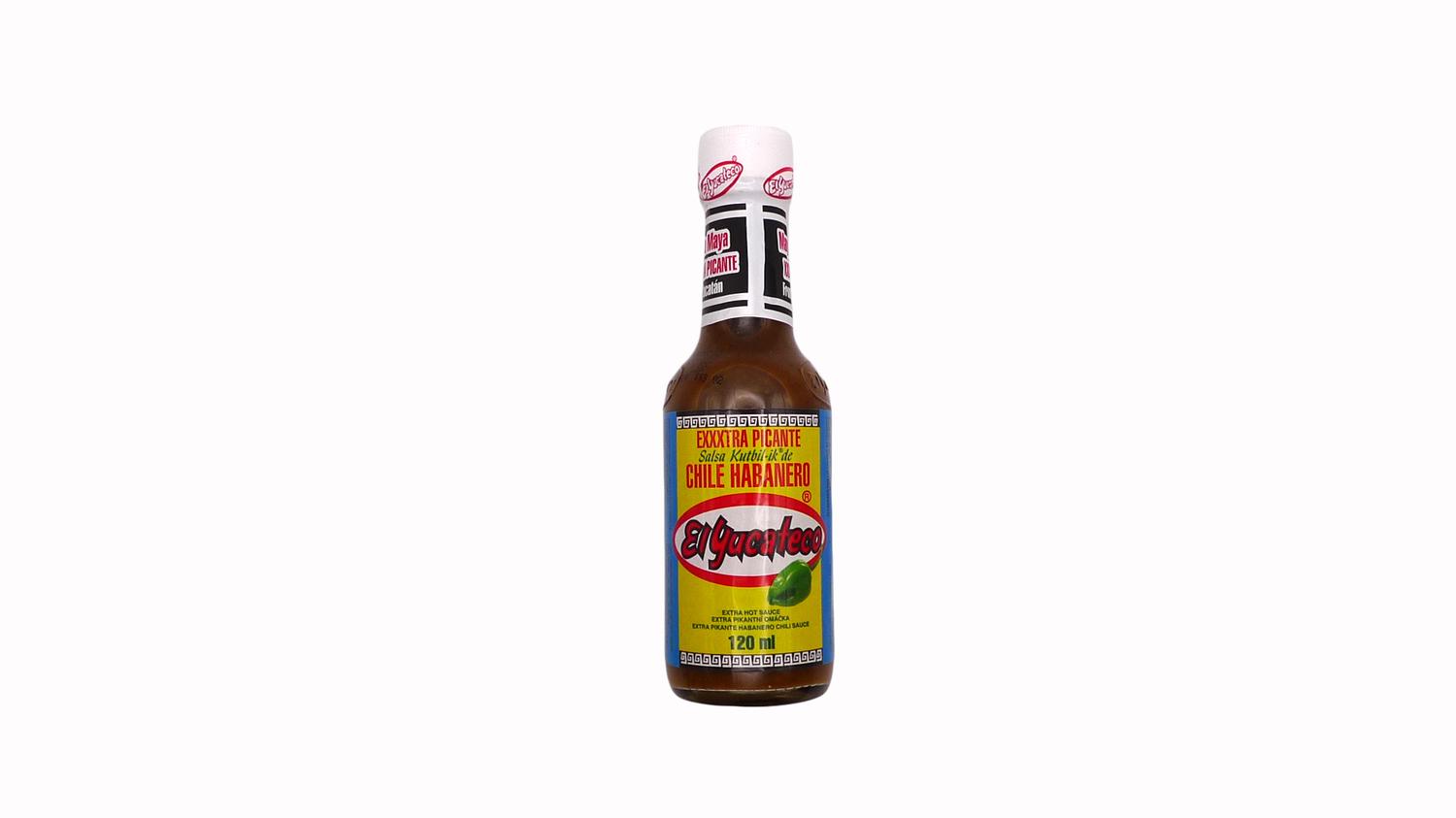 Bottle of El Yucateco XXXrtra Hot Habanero Sauce