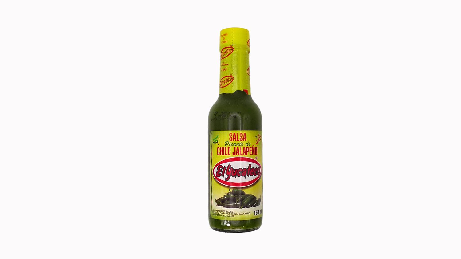Bottle of El Yucateco Jalapeno Hot Sauce