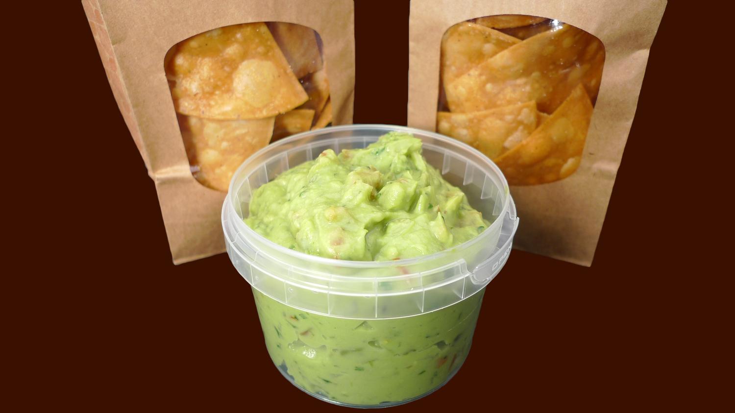 2 Bags of Tortilla Chips + Large Pot of Guacamole