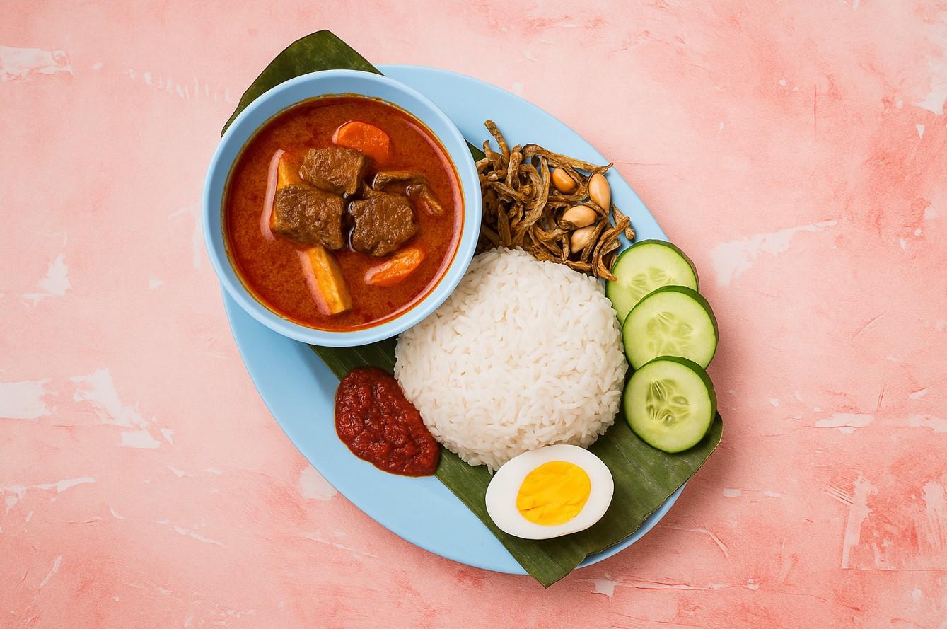 Nasi Lemak with Beef Curry Stew