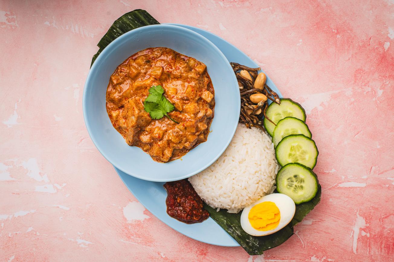 Nasi Lemak with Jackfruit Rendang