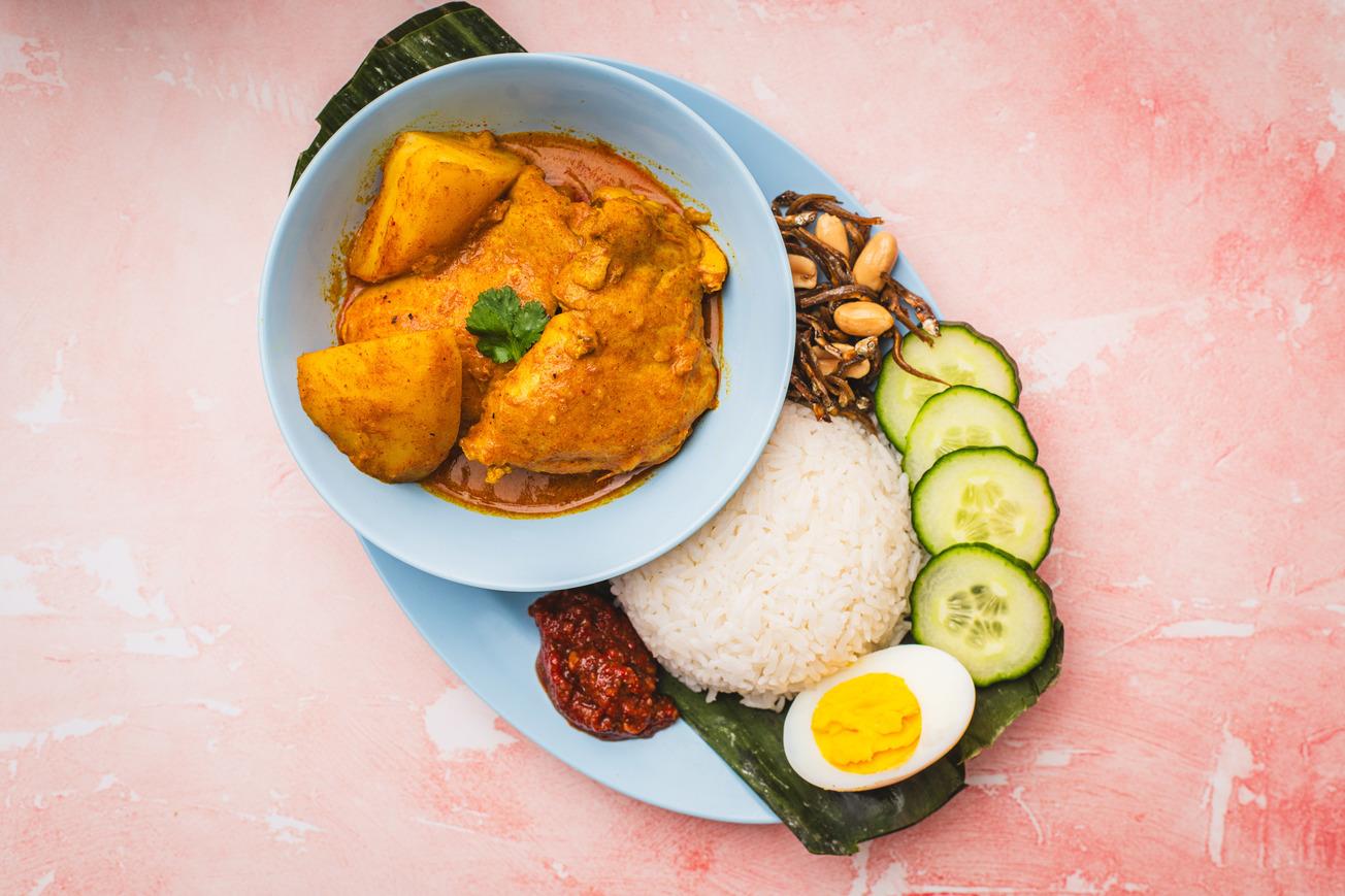 Nasi Lemak with Signature Chicken Curry