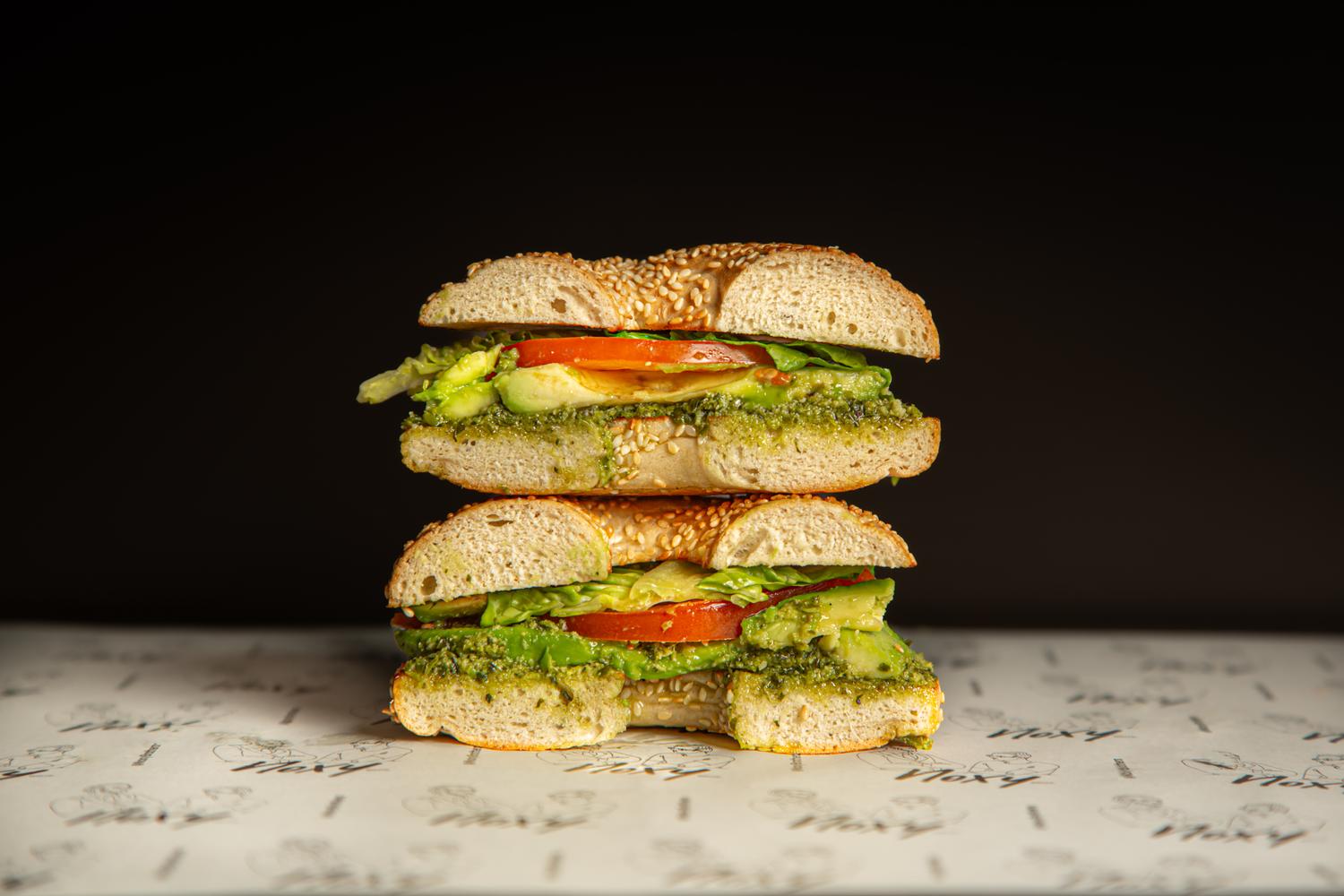 Avocado and Pesto Bagel 