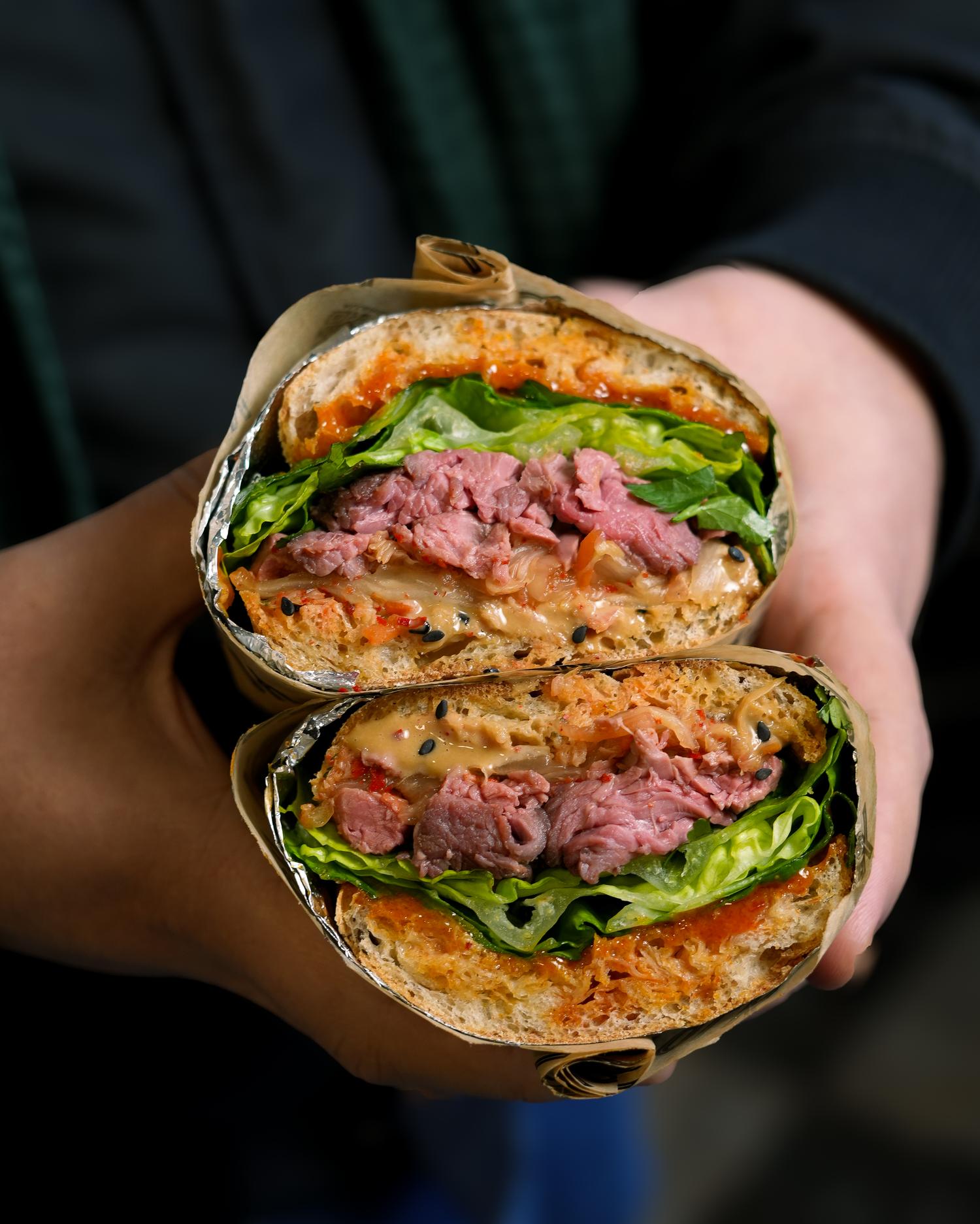 Korean Kimchi Beef Sandwich