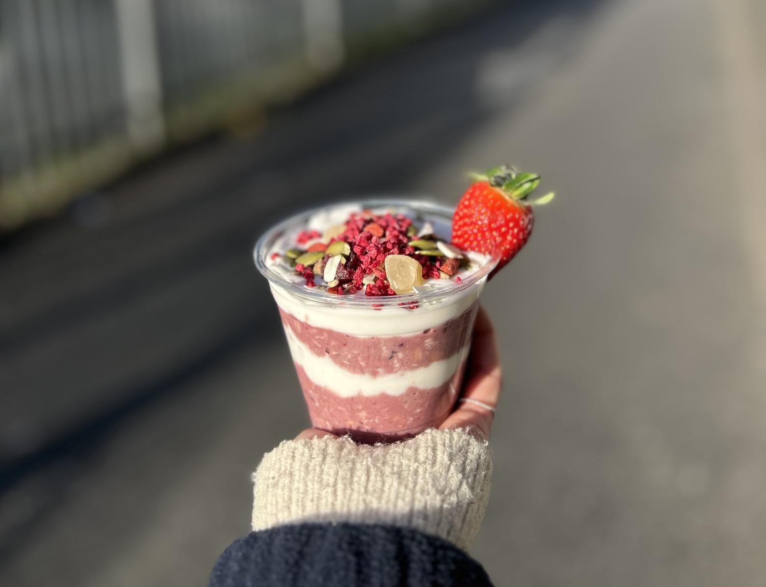 Berry Bircher with Coconut and Banana Topping