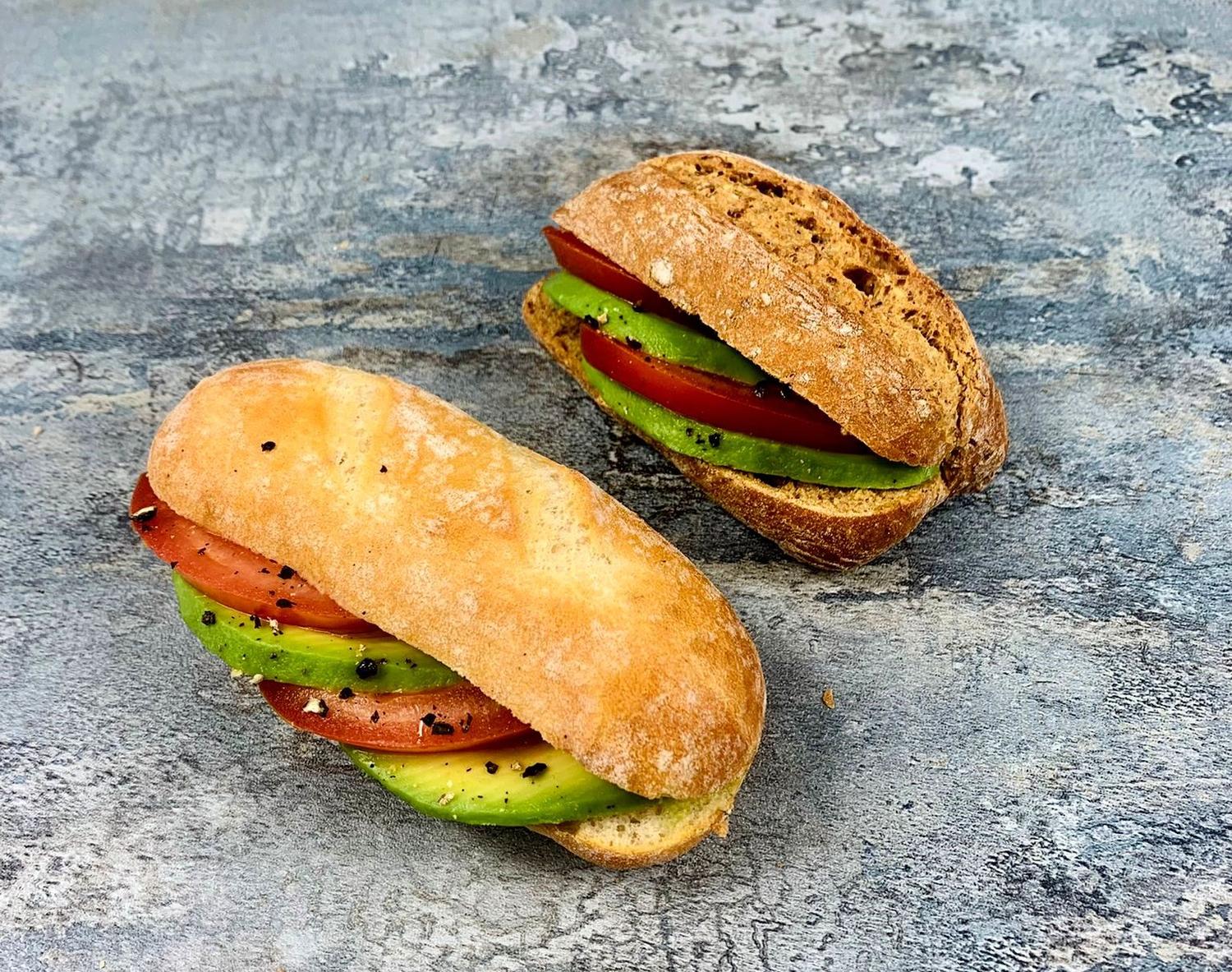 2 Gluten free Vegan avocado butties