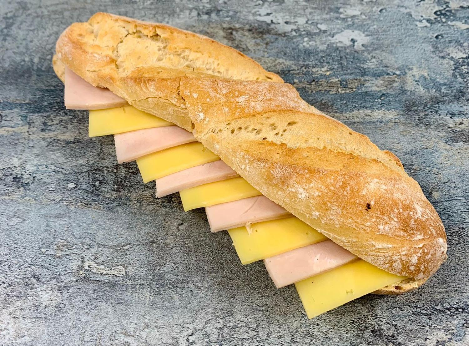 Large baguette with ham, cheese & honey mustard