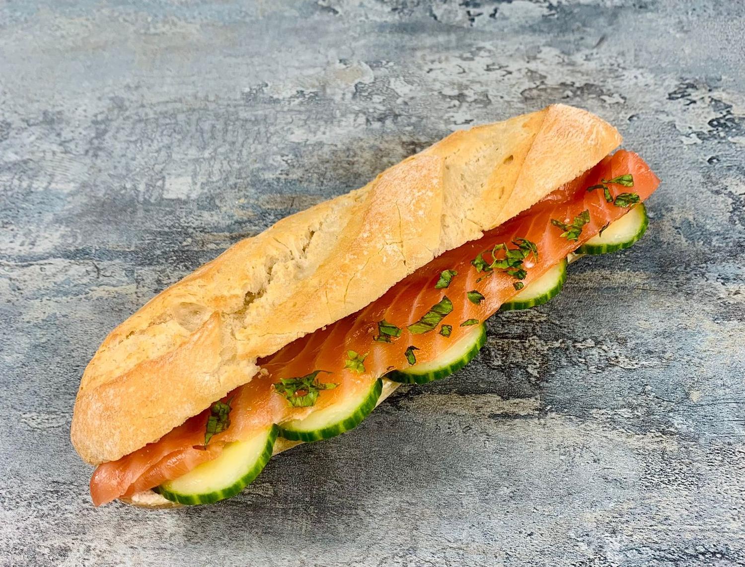 Large baguette with Smoked salmon