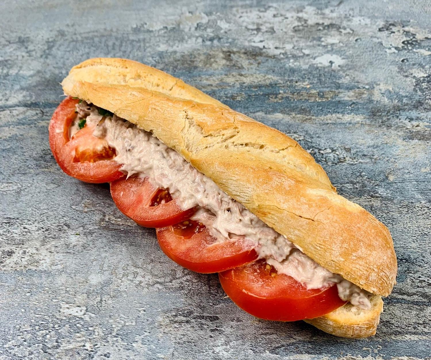 Large baguette with Tuna mayo, cucumber & tomato