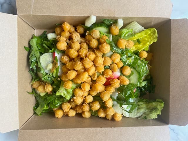 Lunch salad with fried chickpeas