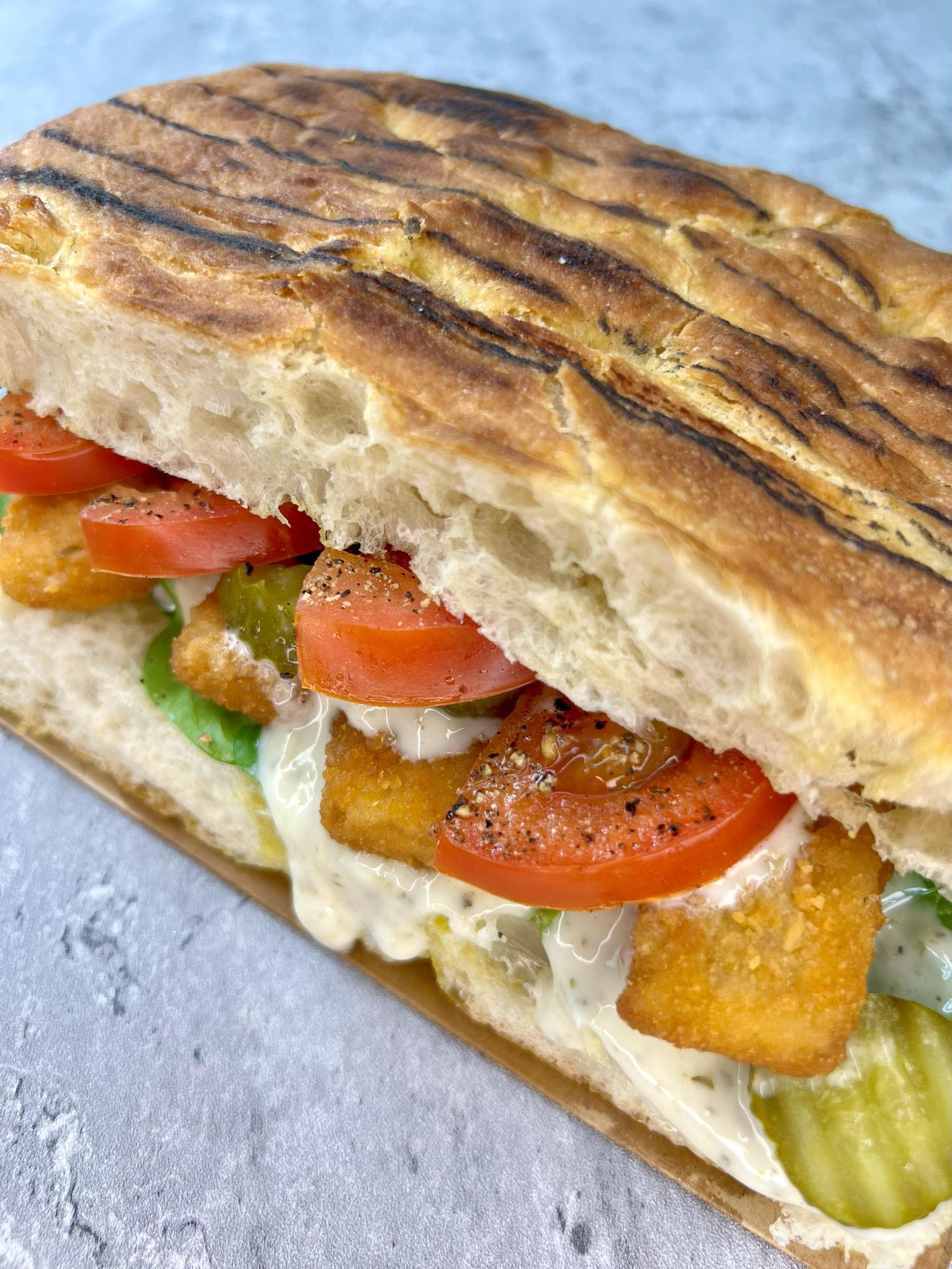 Fish finger focaccia