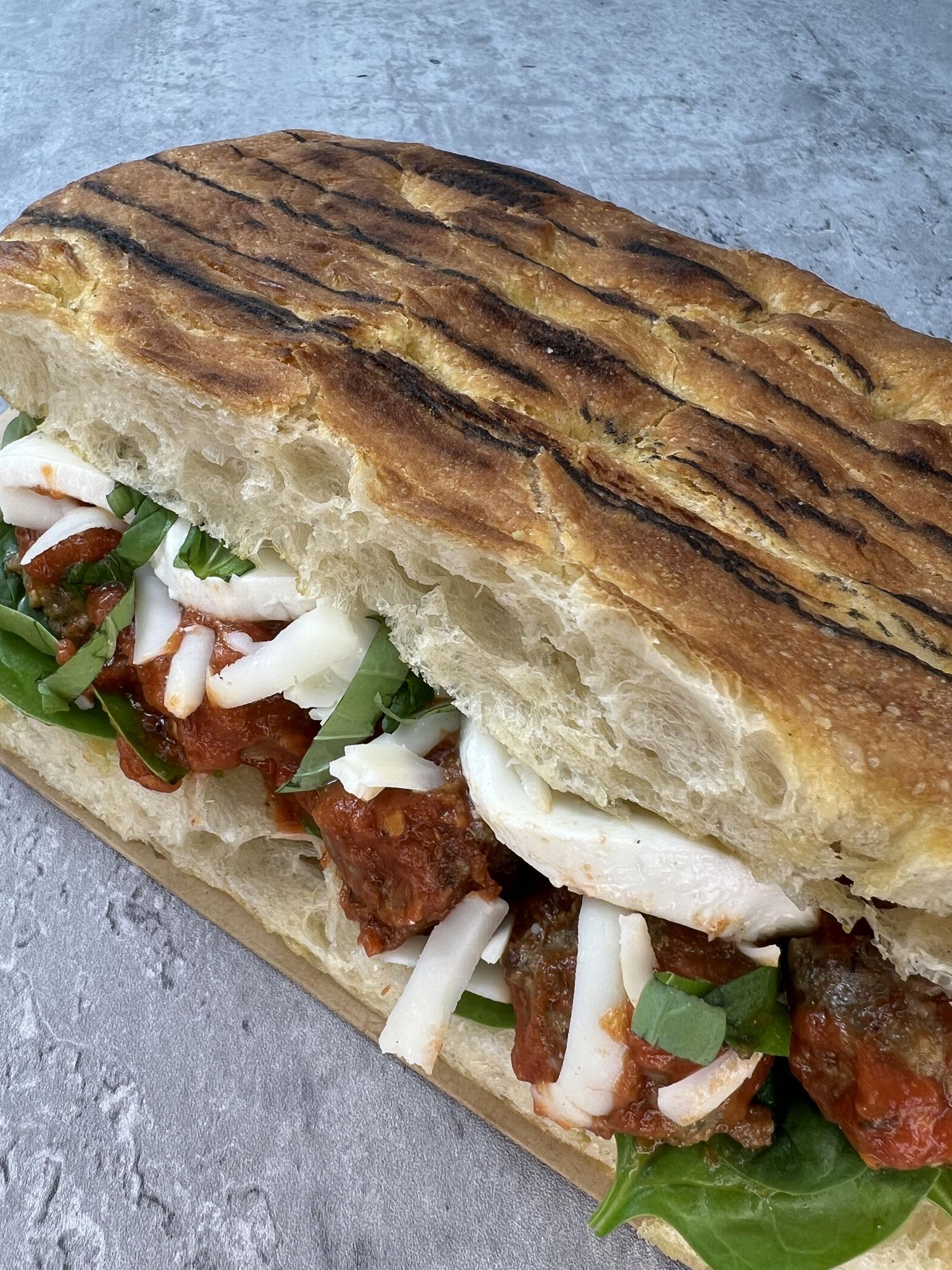 Mighty meatballs focaccia