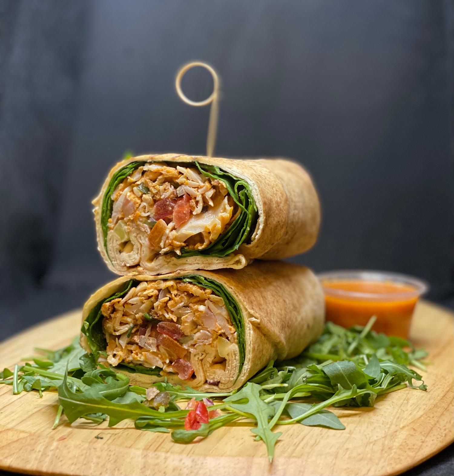 Soya shawarma flatbread 