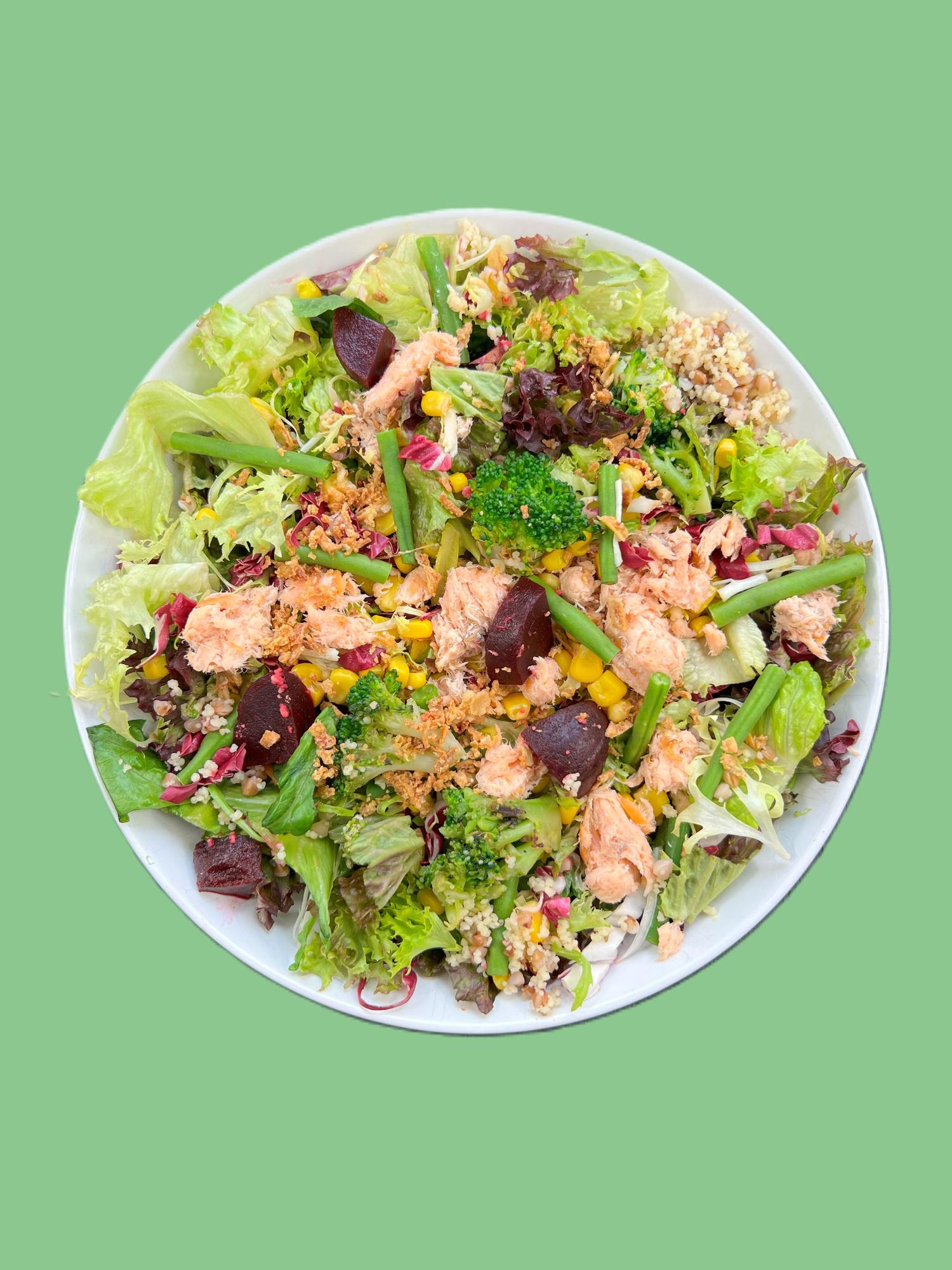 Miso salmon artisan salad