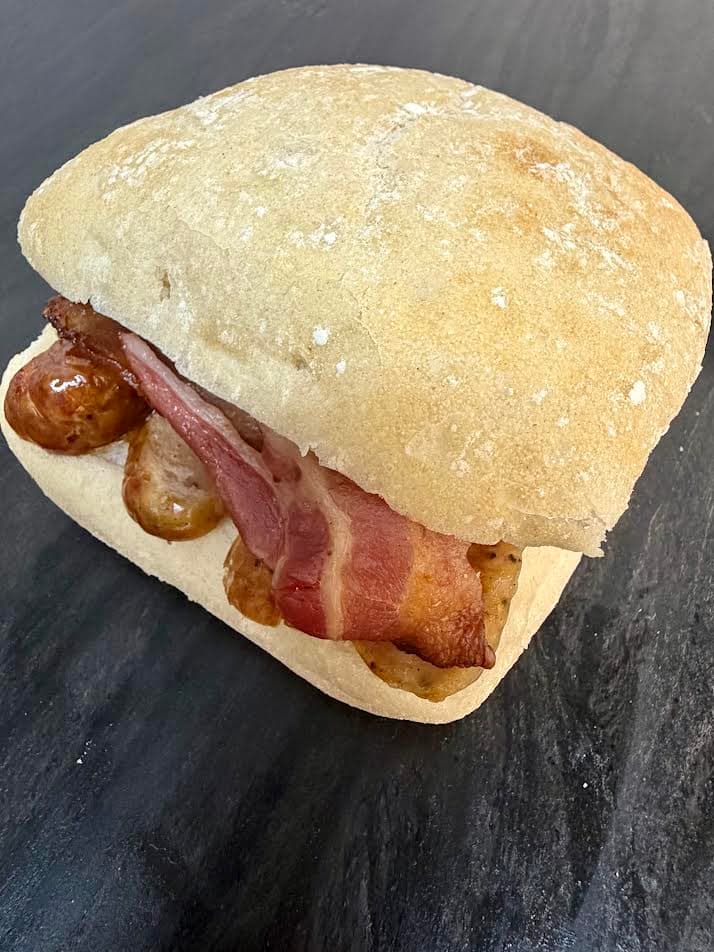 Bacon & sausage sourdough roll