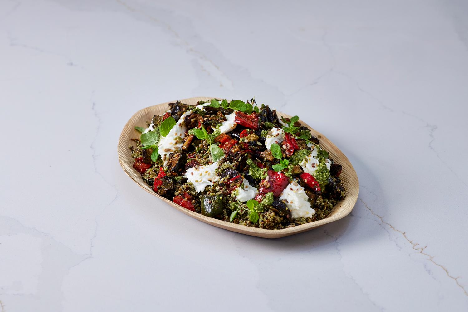 Mediterranean Vegetables and Pesto Quinoa Platter