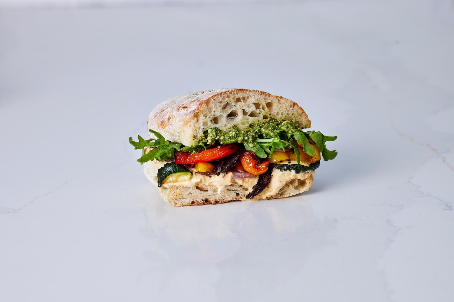Hummus, Roasted Vegetable & Pesto Sandwich Platter