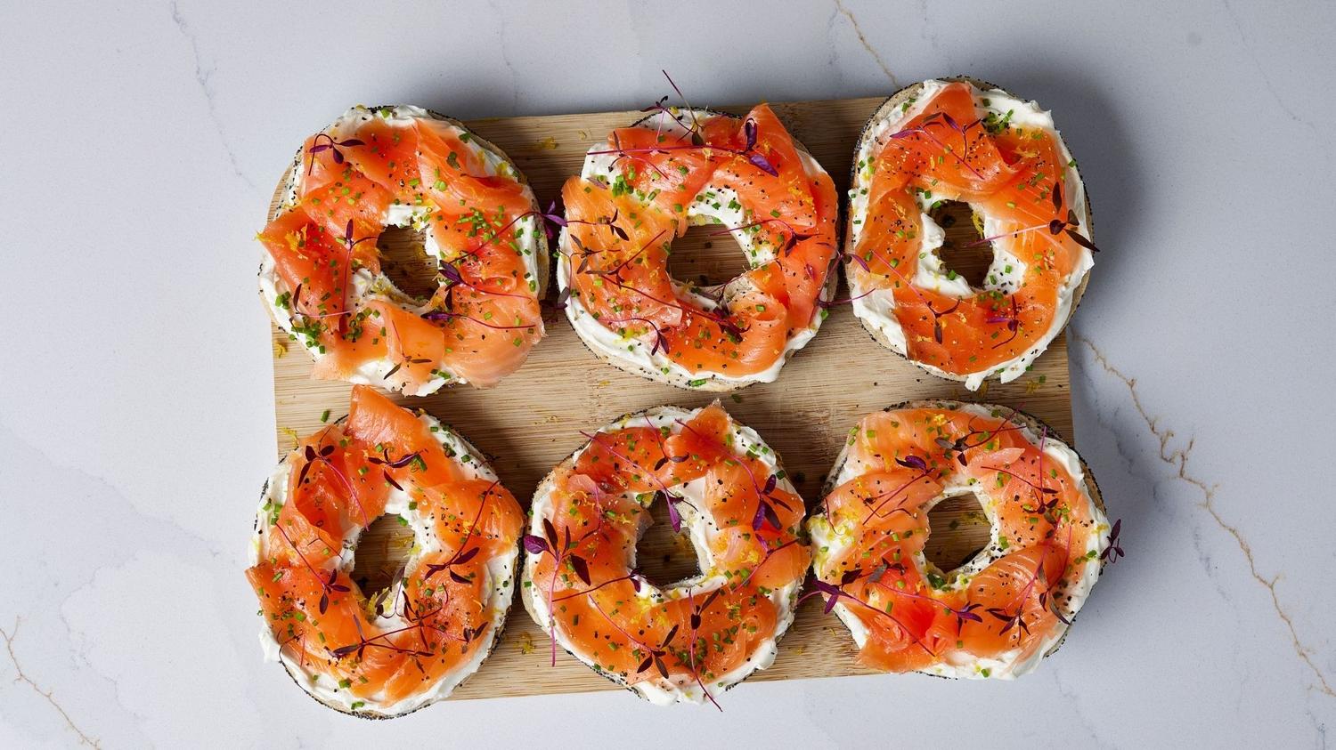 Smoked Salmon Cream Cheese Bagels