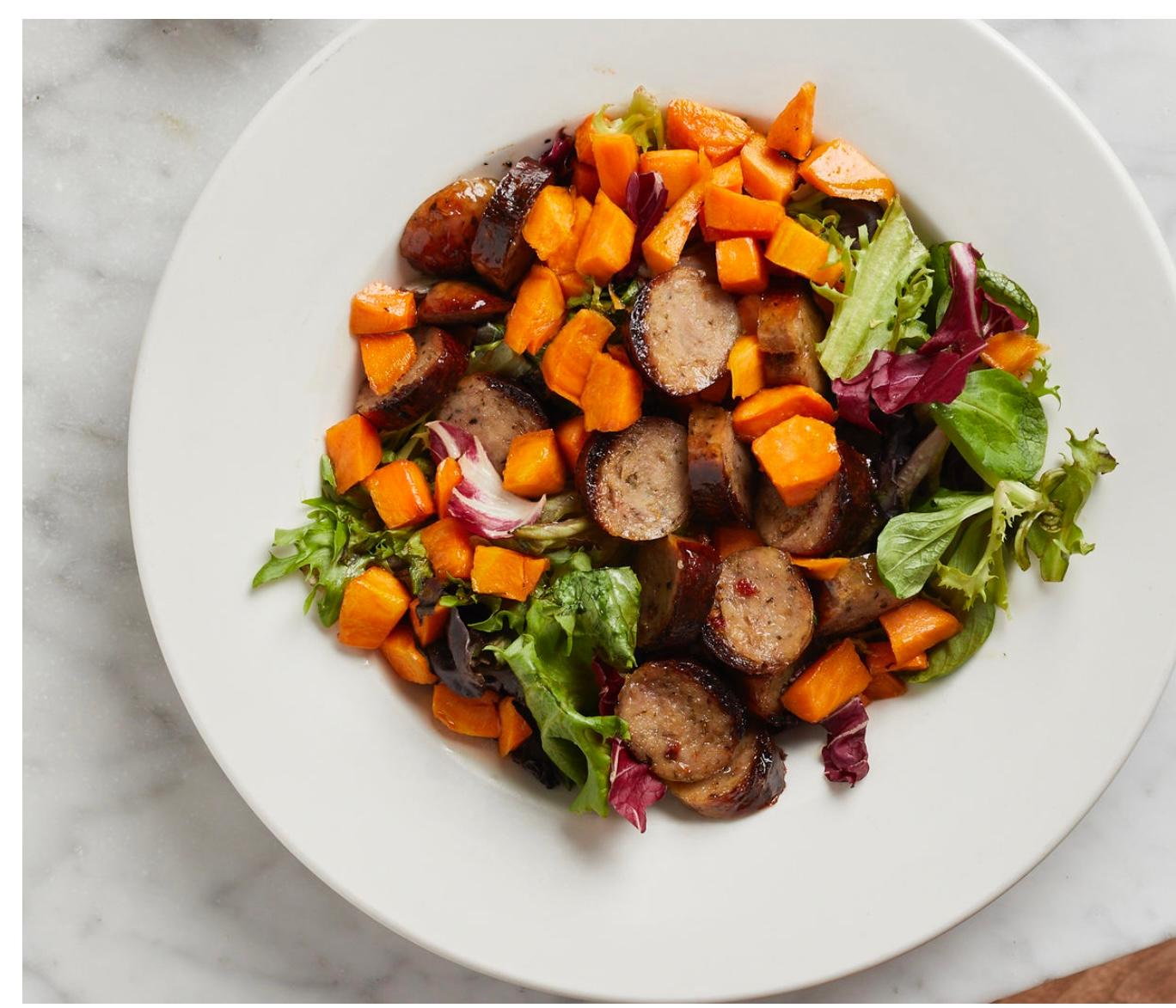 Sticky Sausage & Sweet Potato Salad