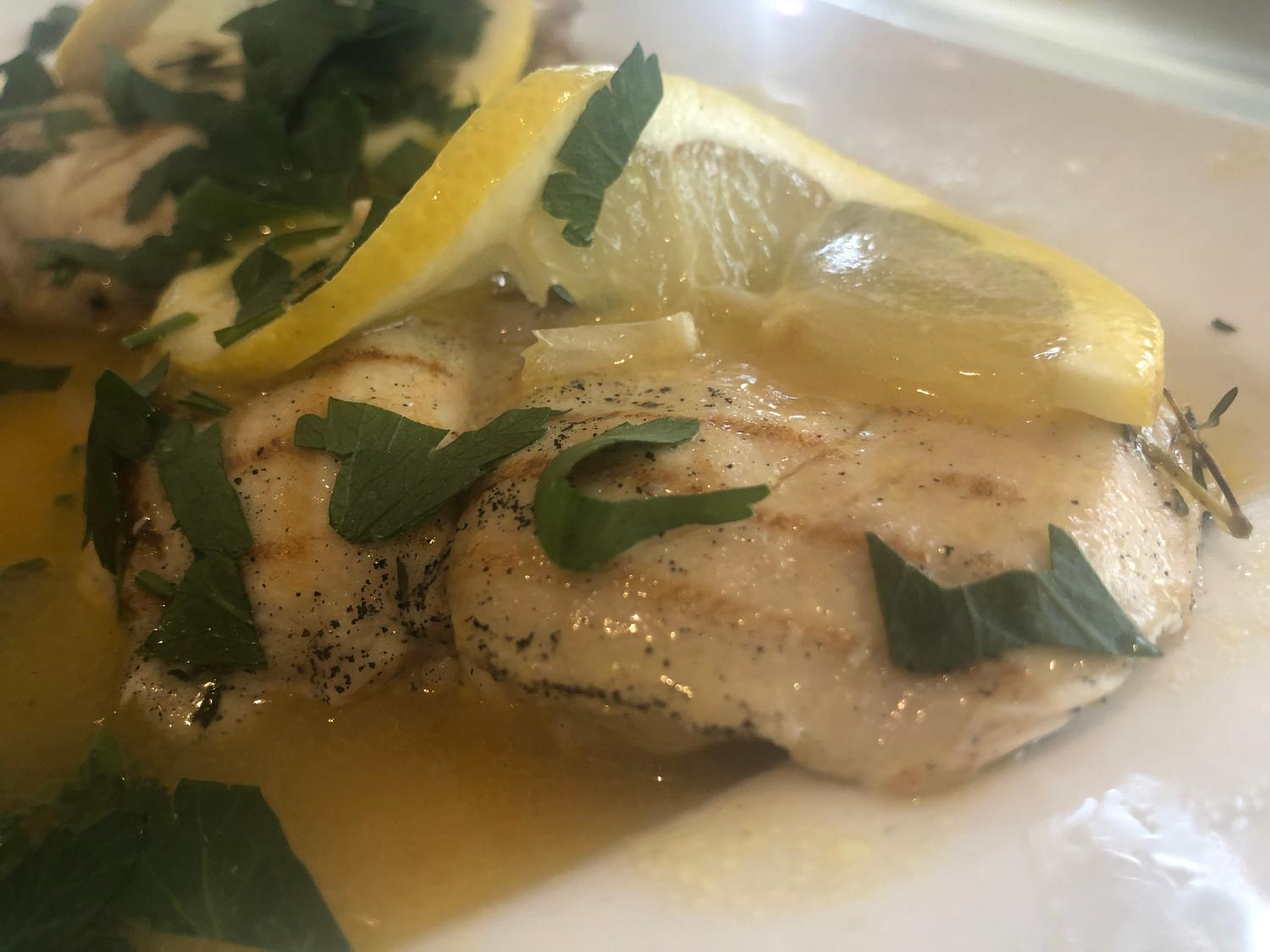 Grilled Sea Bass salad
