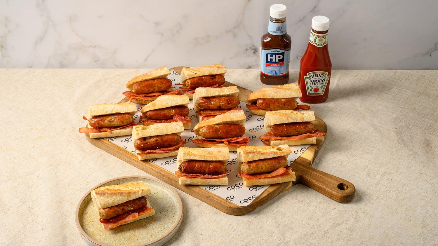 Hot Bacon & Sausage Baguette Platter