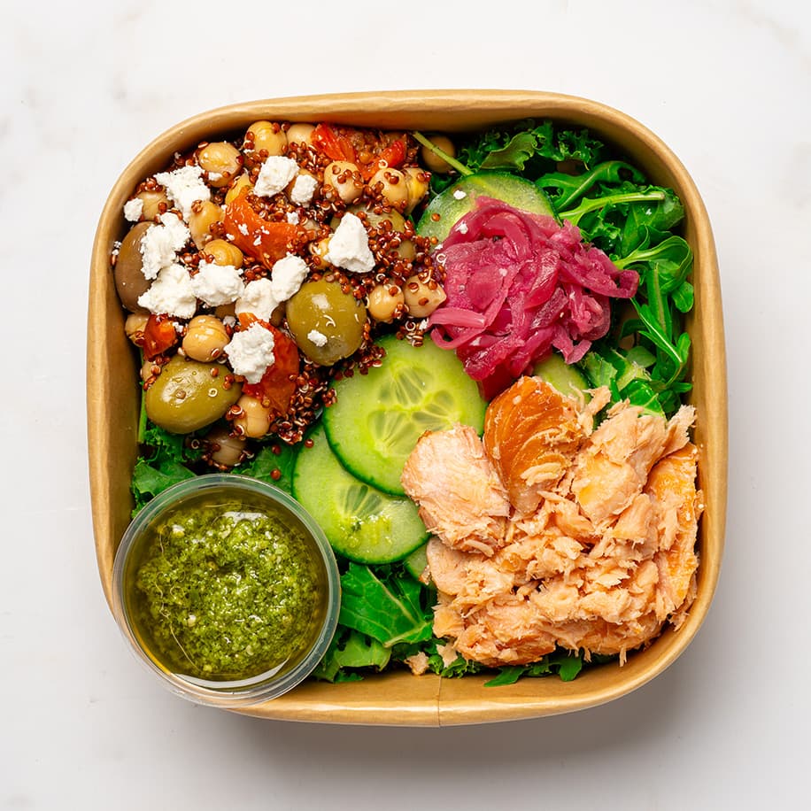 Hot Smoked Salmon & Pesto Bowl by Emma Petersen