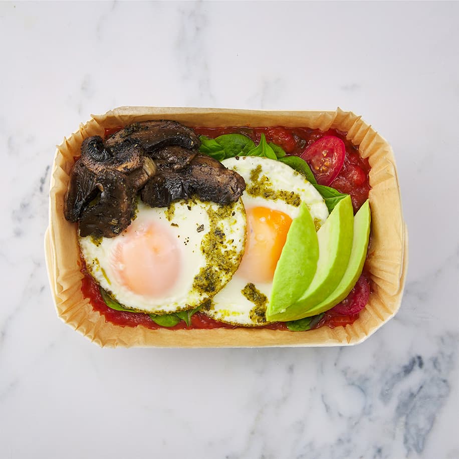 Pesto, Mushroom & Avo Egg Hot Box (V)