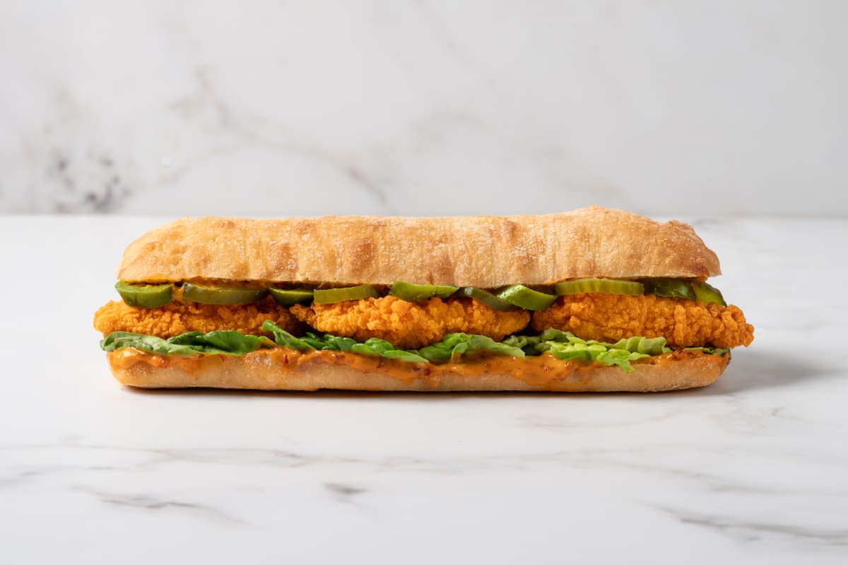 Hot Honey Chicken Parm on Sourdough Ciabatta 