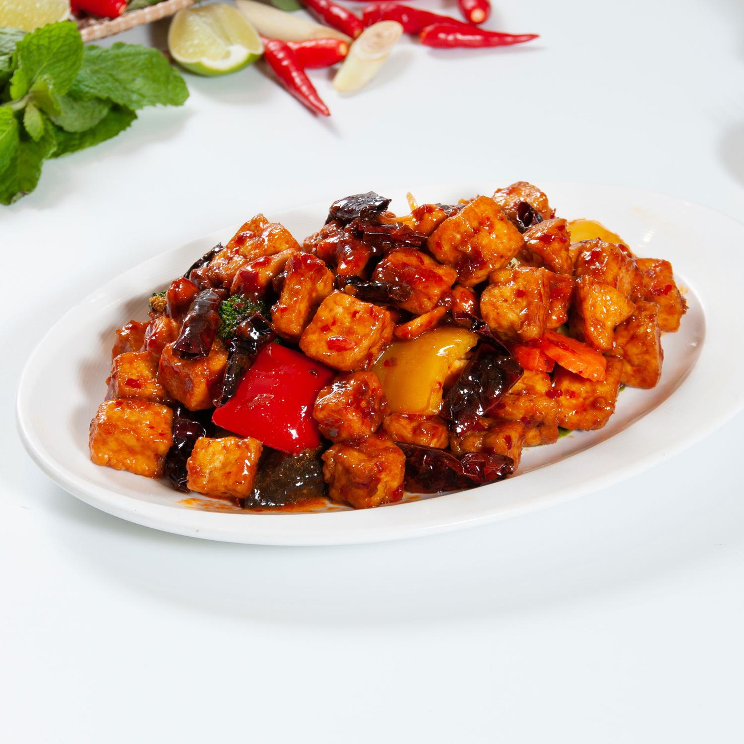 Stir-fried Tofu with Cashew Nut & Dried Chilli