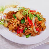 Nasi Goreng with Tofu & Basil Leaves