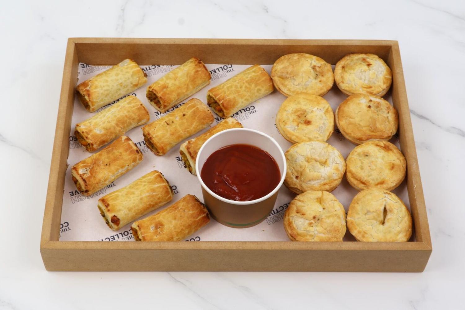 WARM Mixed Vegetarian Party Pies & Rolls - 17pcs