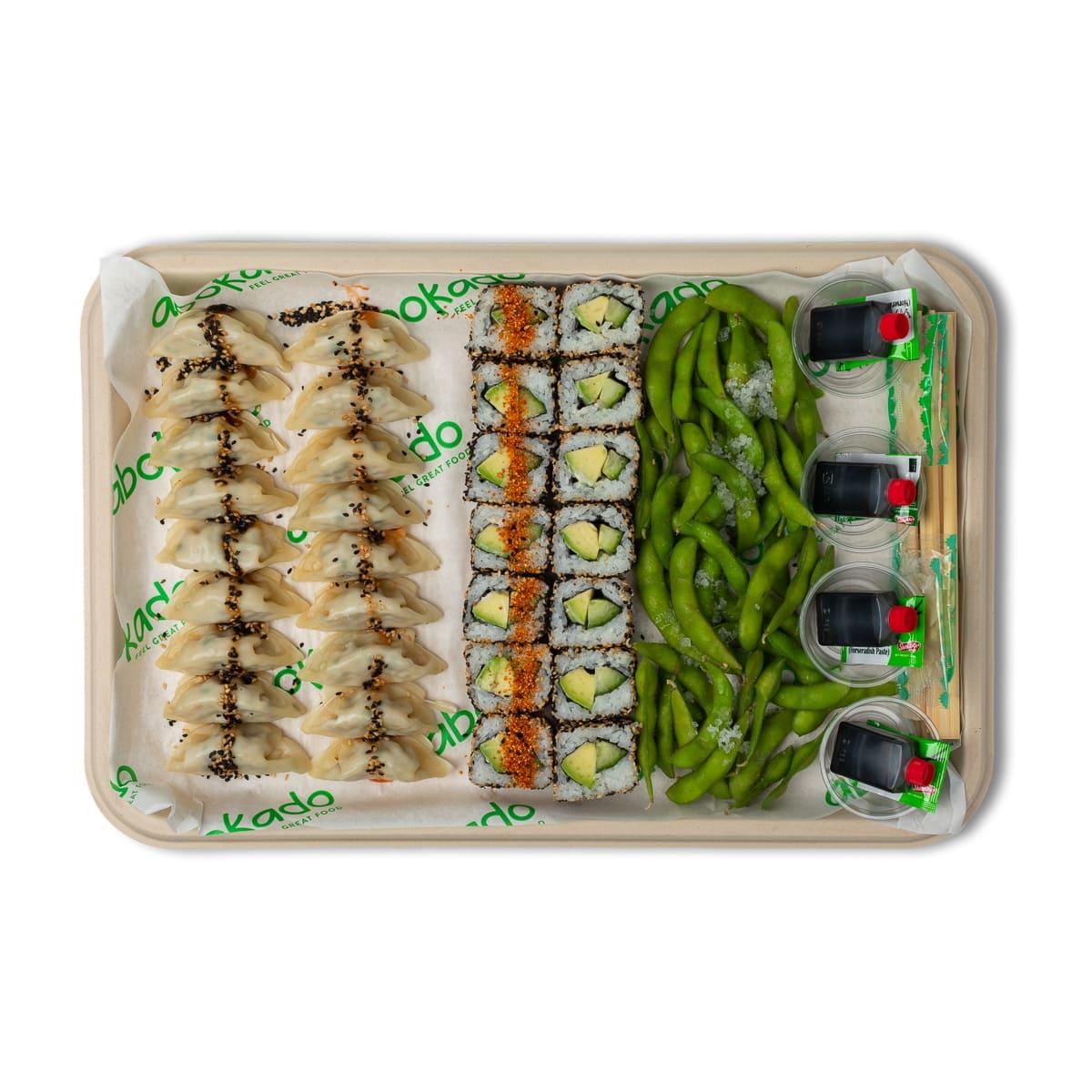 Veggie Sushi & Dumpling Platter