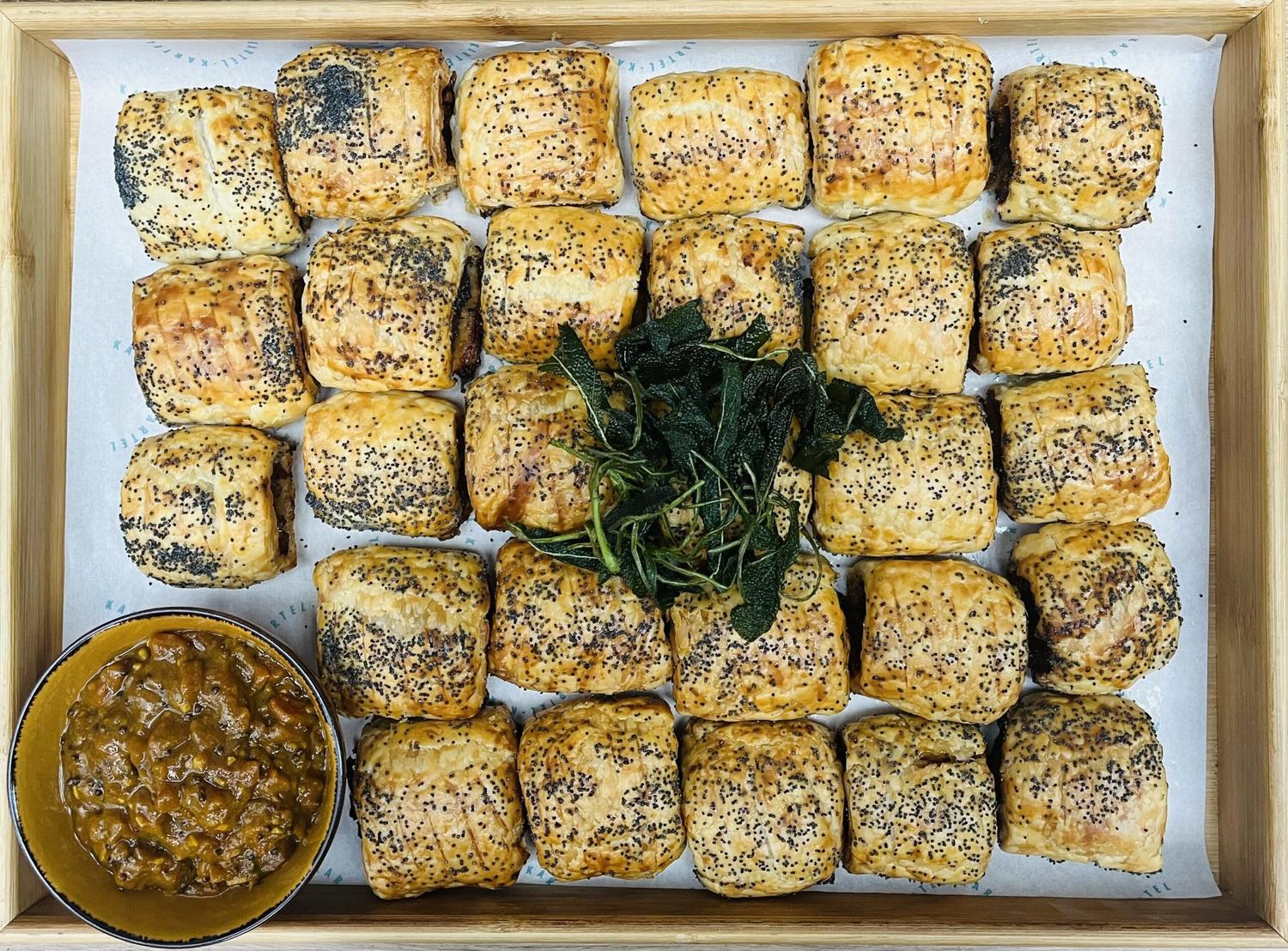 Traditional Sausage Rolls with Green Tomato Relish