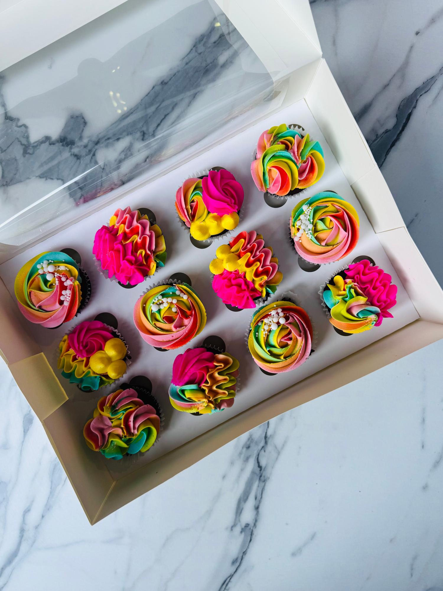 Rainbow Kisses Cupcakes (24 Pack)