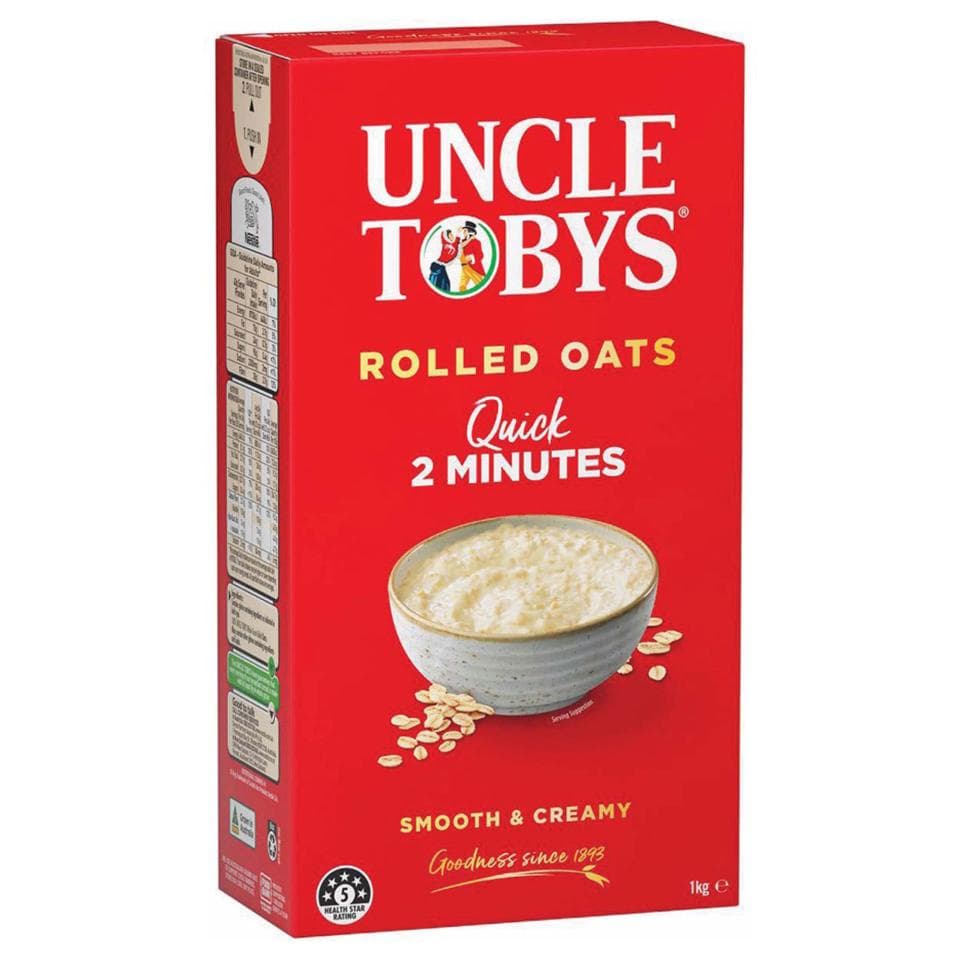 S2003Uncle Tobys Quick Oats Porridge, 1kg 9 Pack