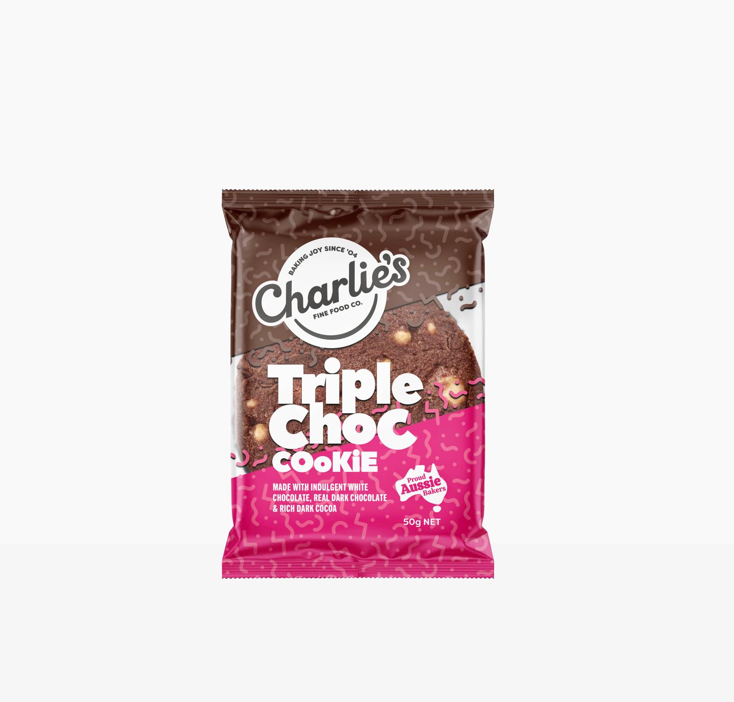 S1007Charlies Triple Choc Chip Cookies, 18g 100pk