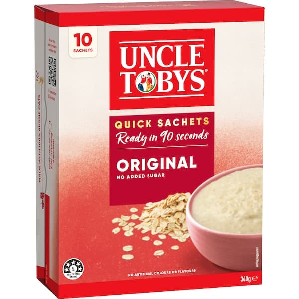 S2007Uncle Tobys Quick Oats Porridge Sachets, 10pk