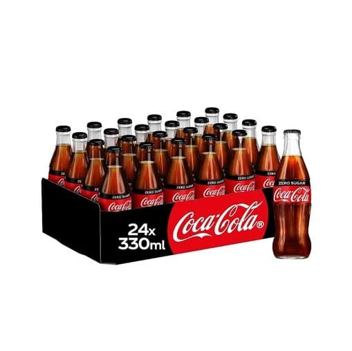 S2208Coca-Cola Zero Sugar Glass Bottle, 330ml 24pk