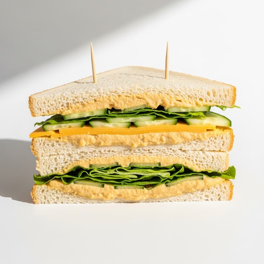 Hummus & Cheese Club Sandwich