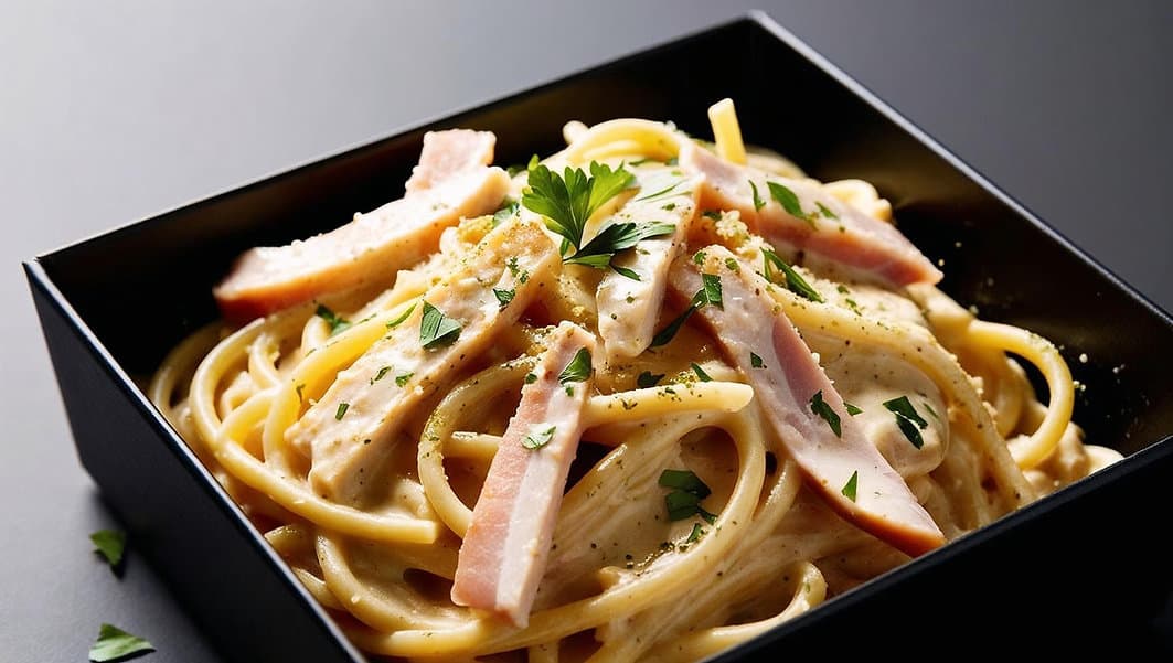 Carbonara with Chicken Ham Platter
